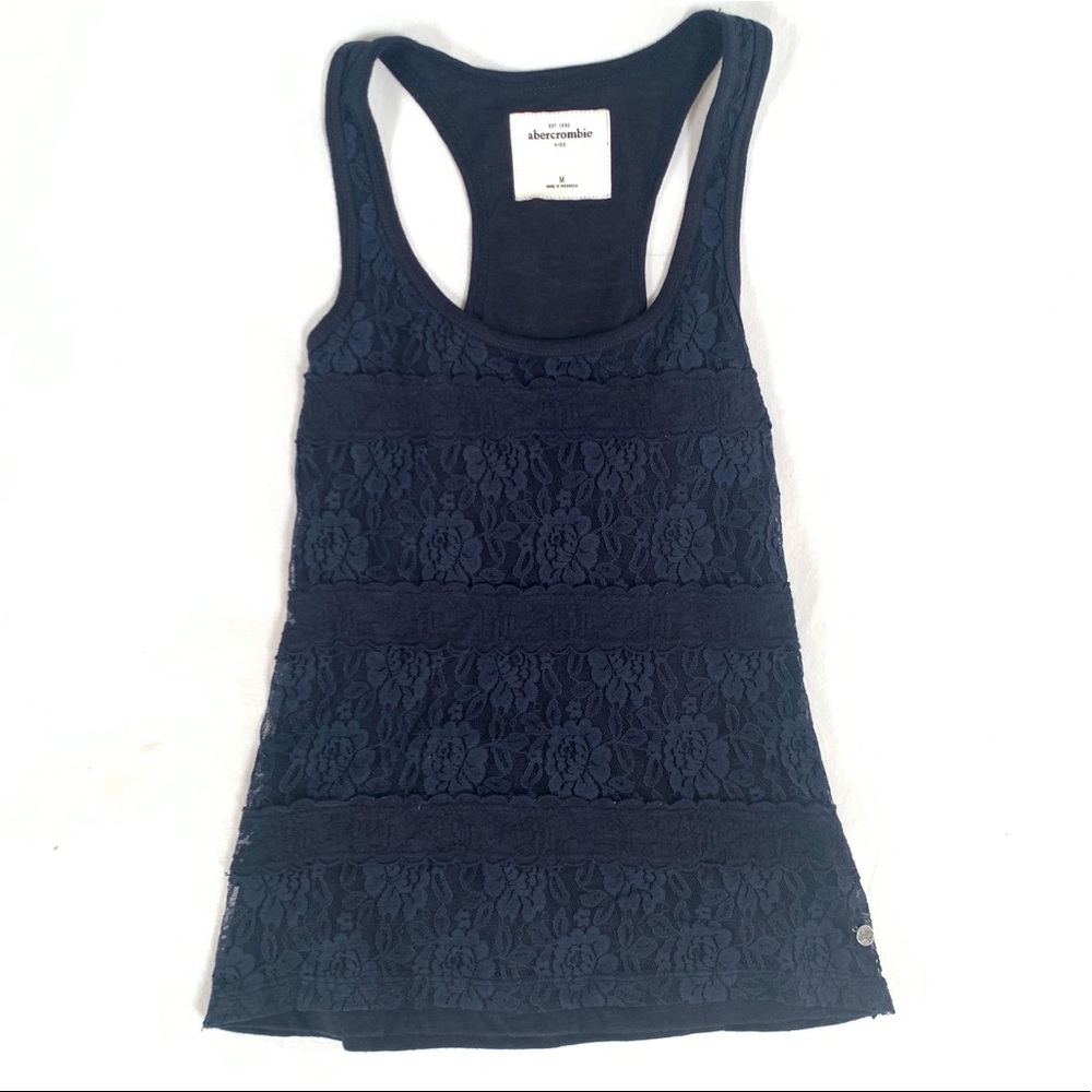 Abercrombie navy lace racerback tank top